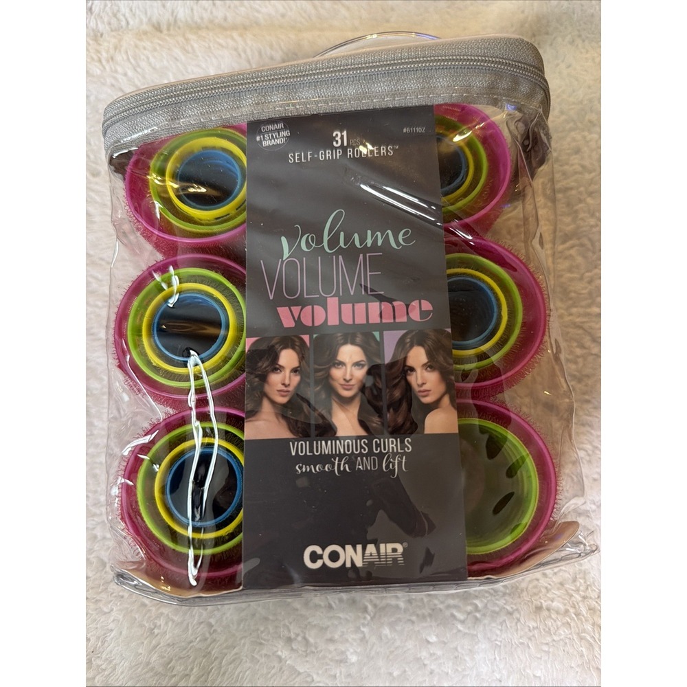 Conair Self Grip Hair Rollers Set of 31 Assorted Colors for Curls and Volume New